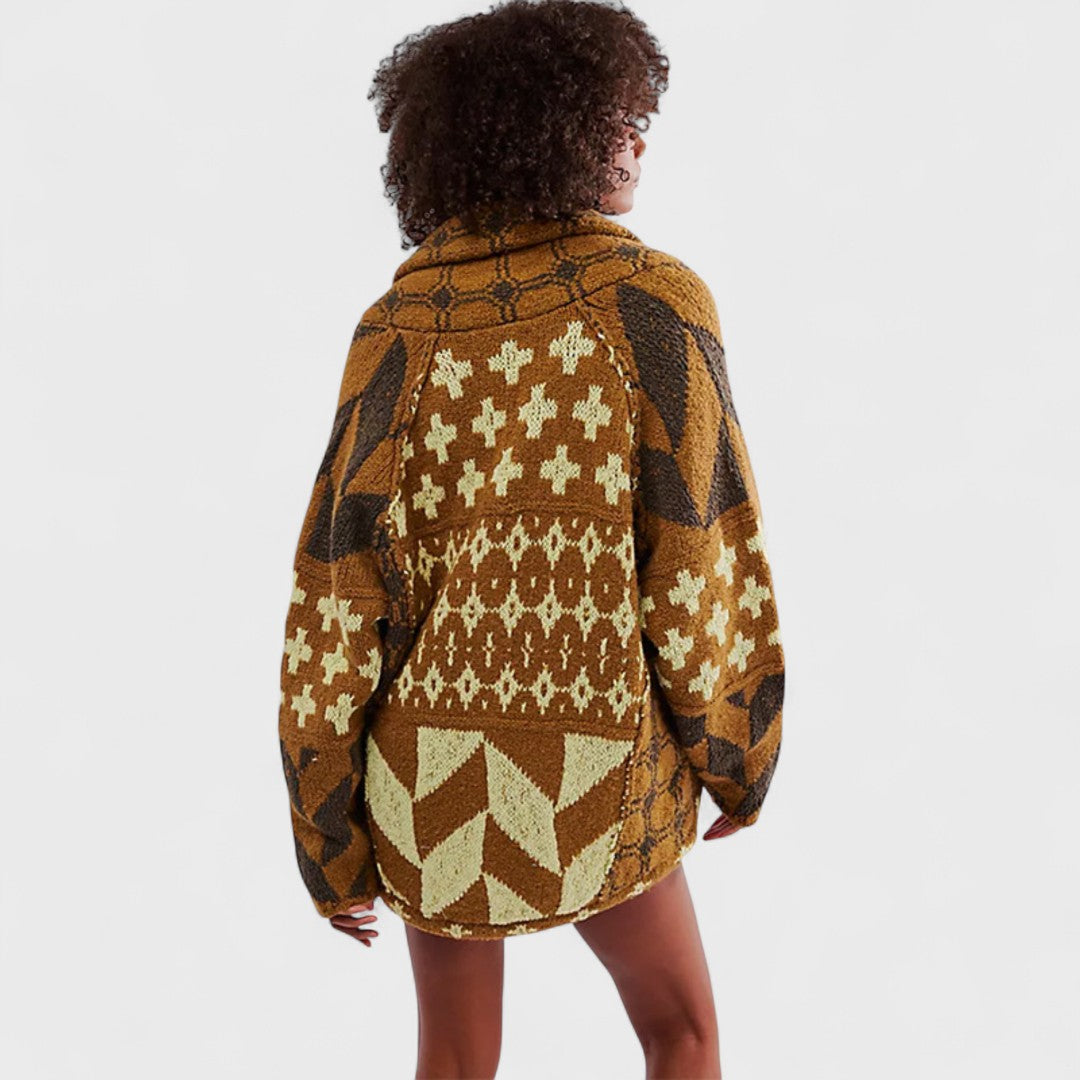 Cardigan Vintage à Col Boutonné