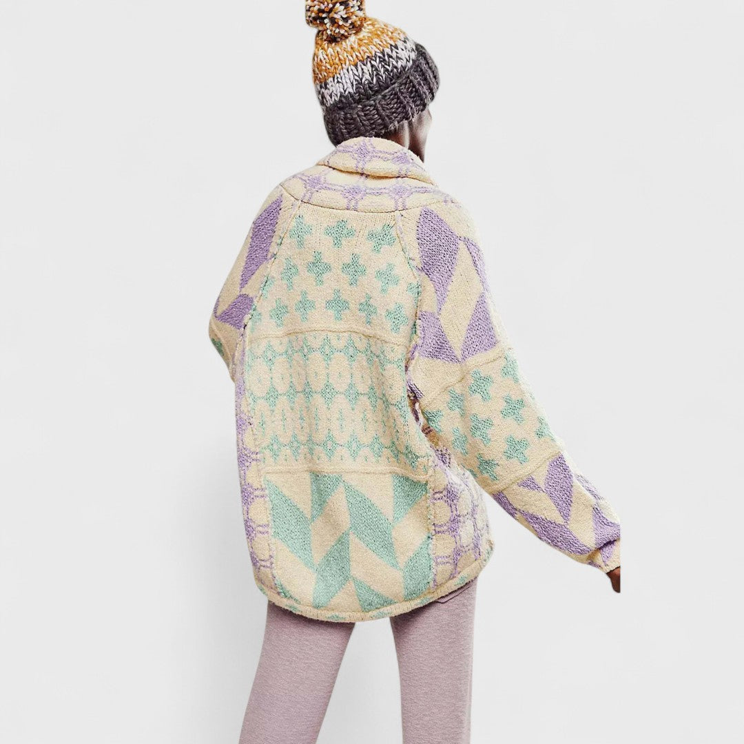 Cardigan Vintage à Col Boutonné