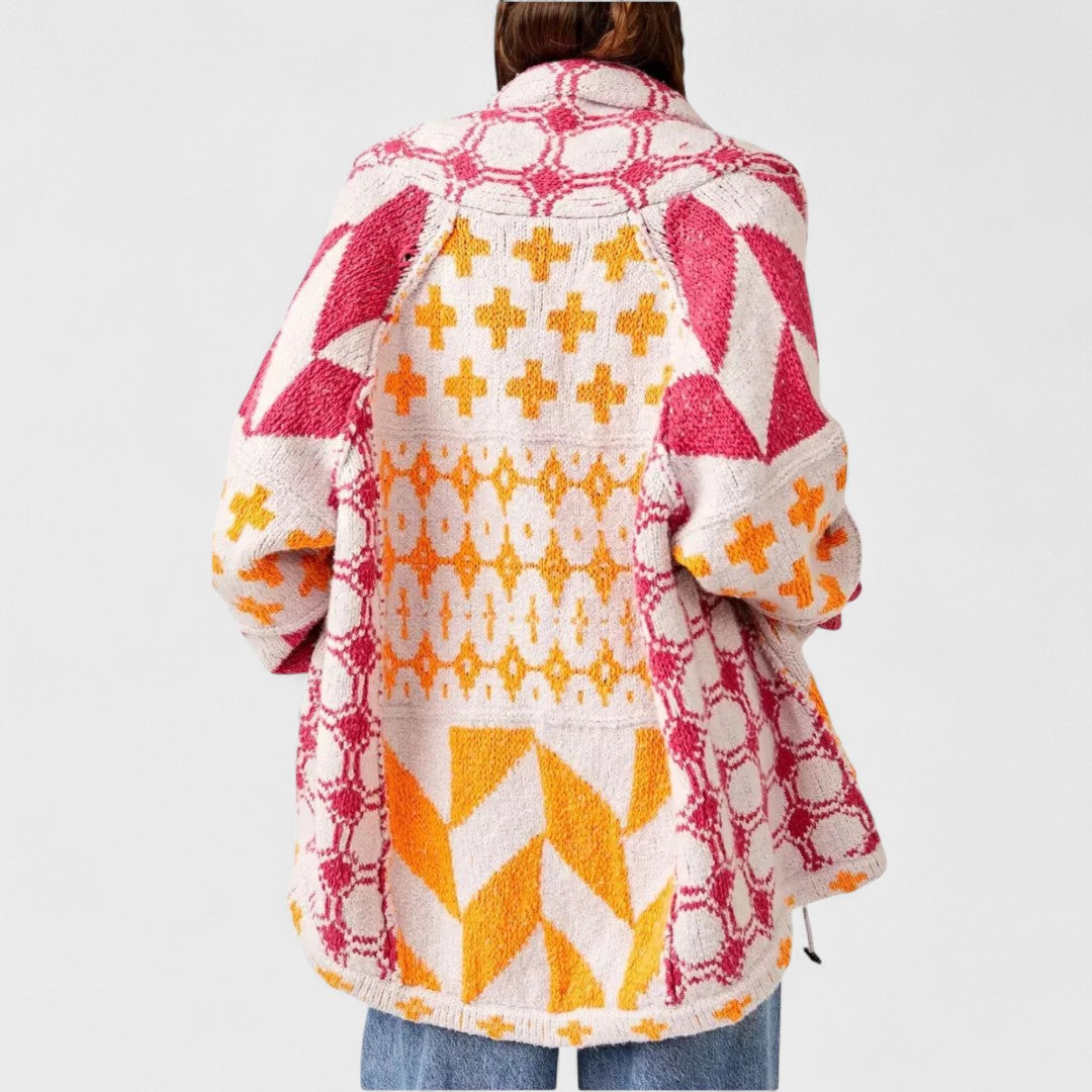 Cardigan Vintage à Col Boutonné