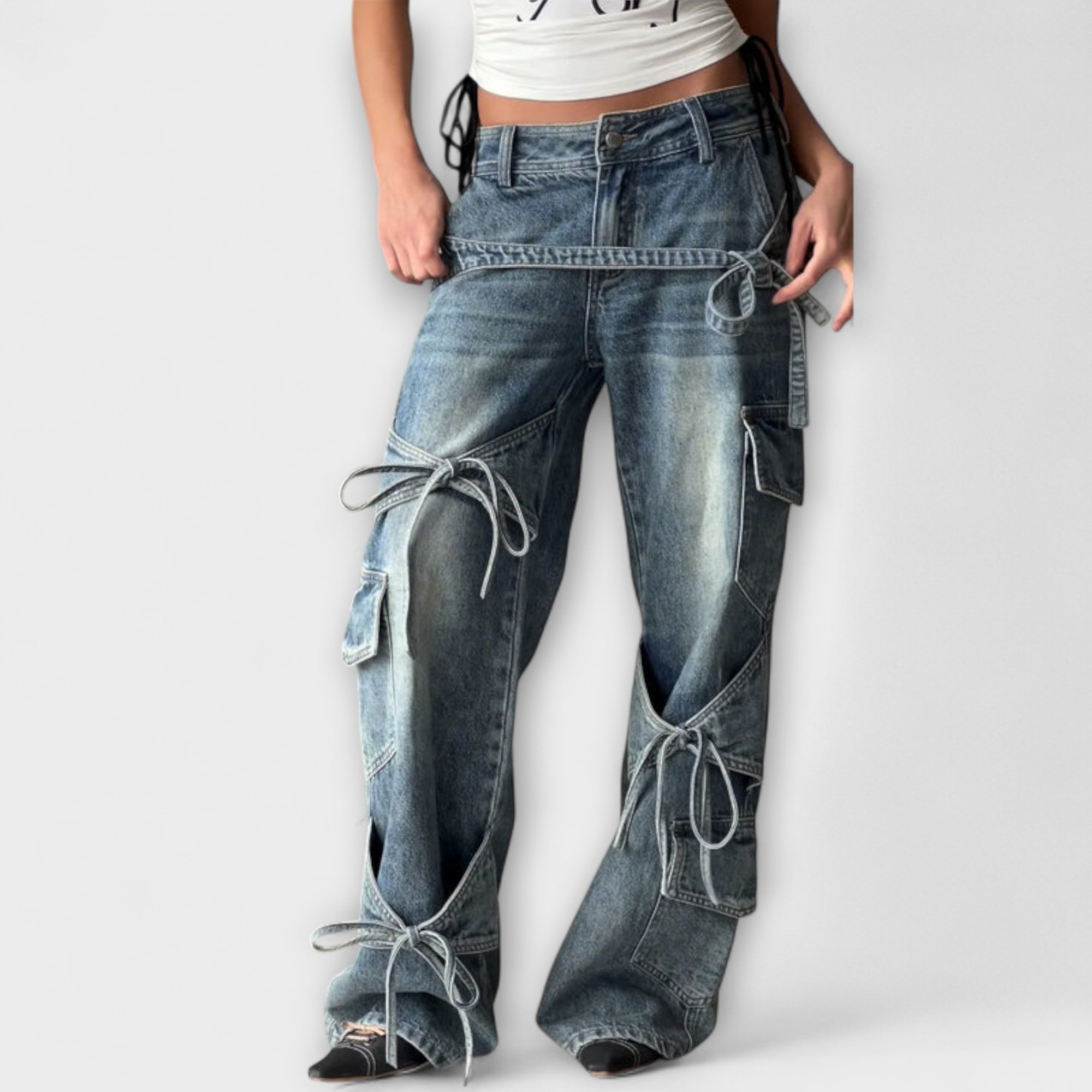 Jeans Utility en Denim avec Nœud
