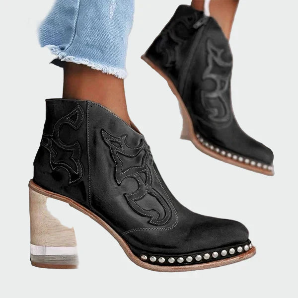 Bottines en cuir brodées élégantes