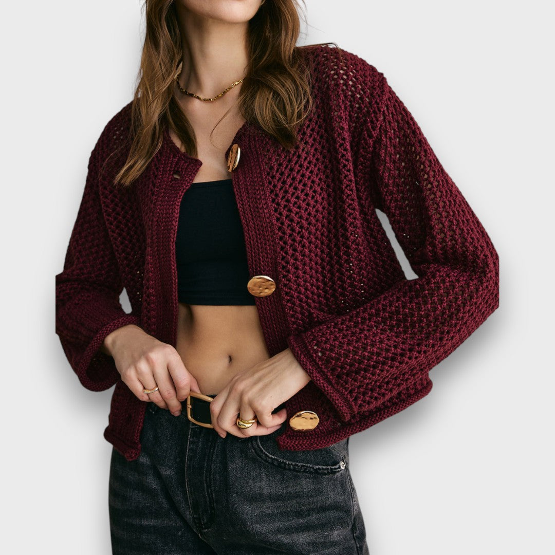 Cardigan Élégant Rouge Bourgogne