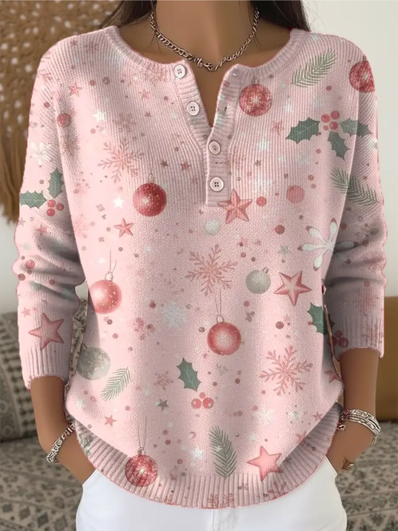 Pull de Noël Rose à Boutons
