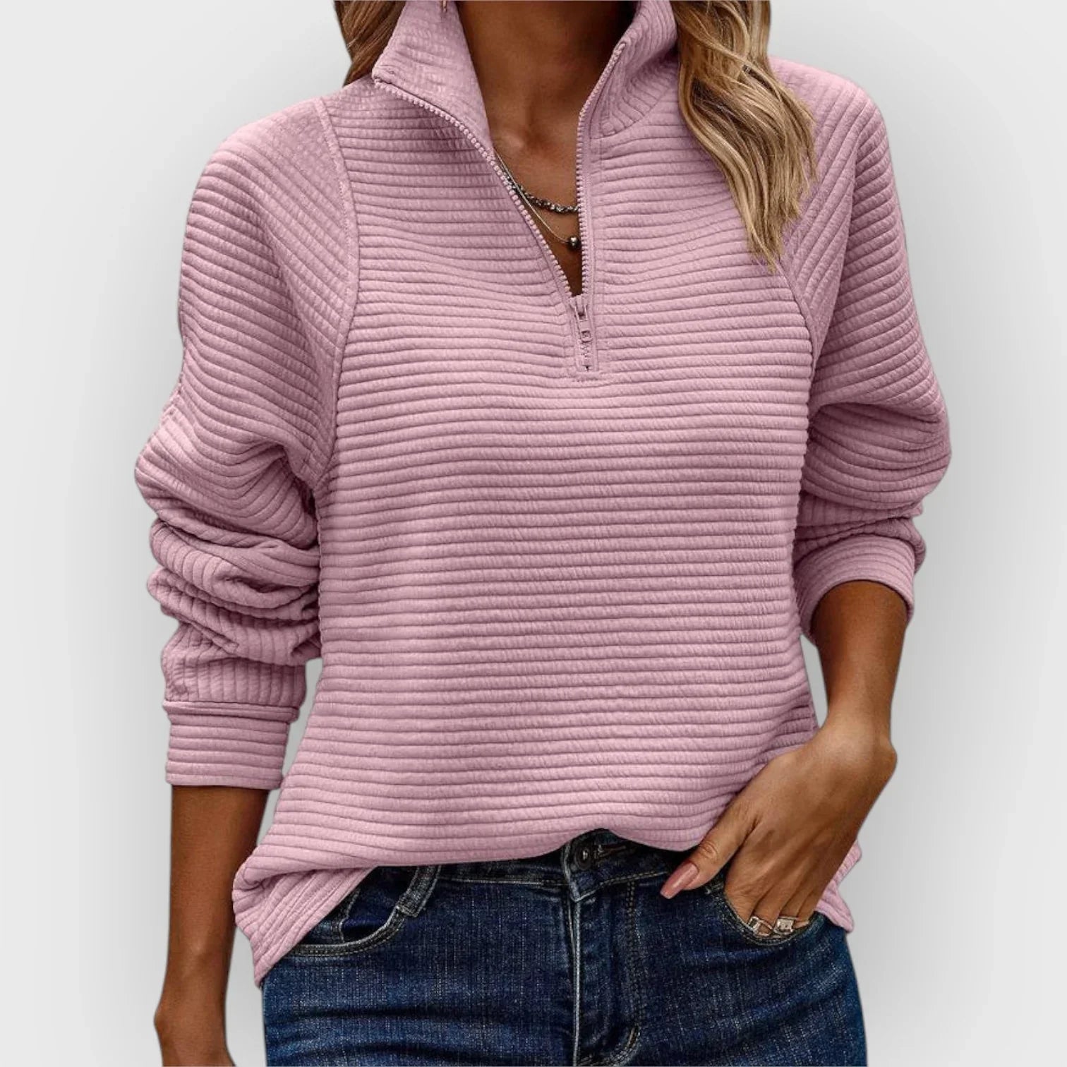 Pull Demi-Zip Élégant Olivia