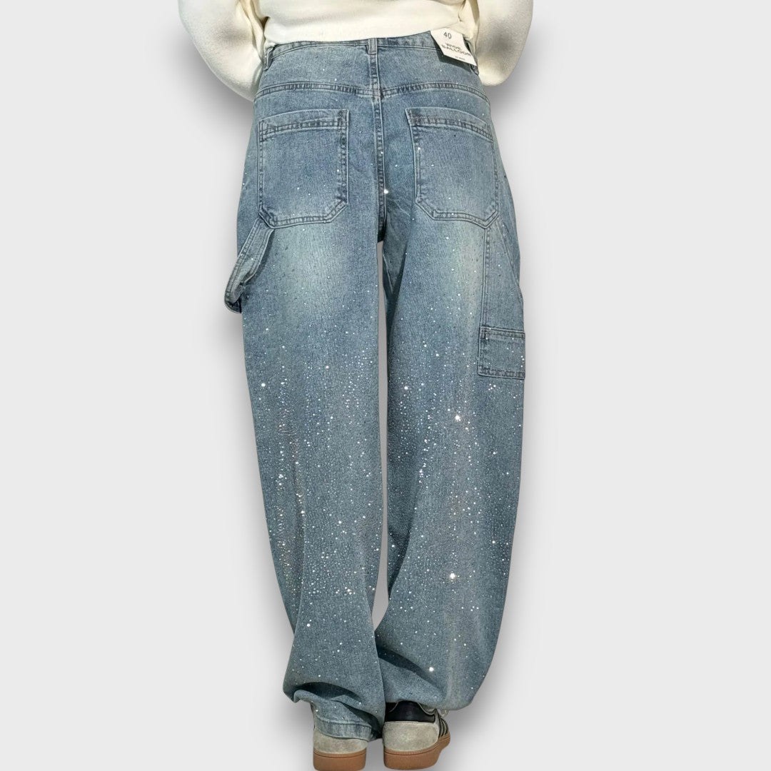 Jeans Scintillants au Style Urbain