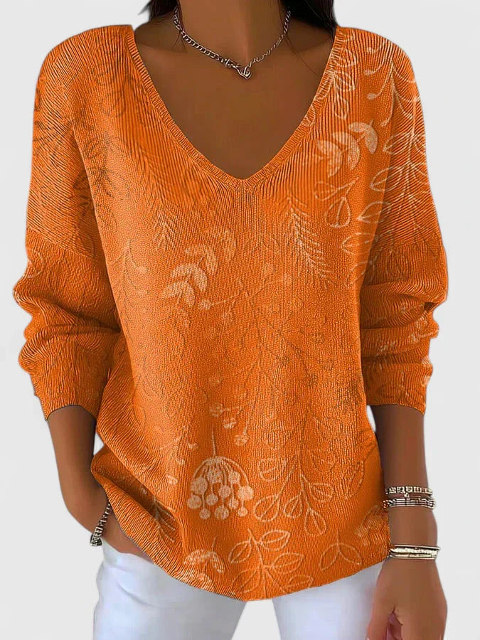 Pull Douce Élégance –Motif Feuilles