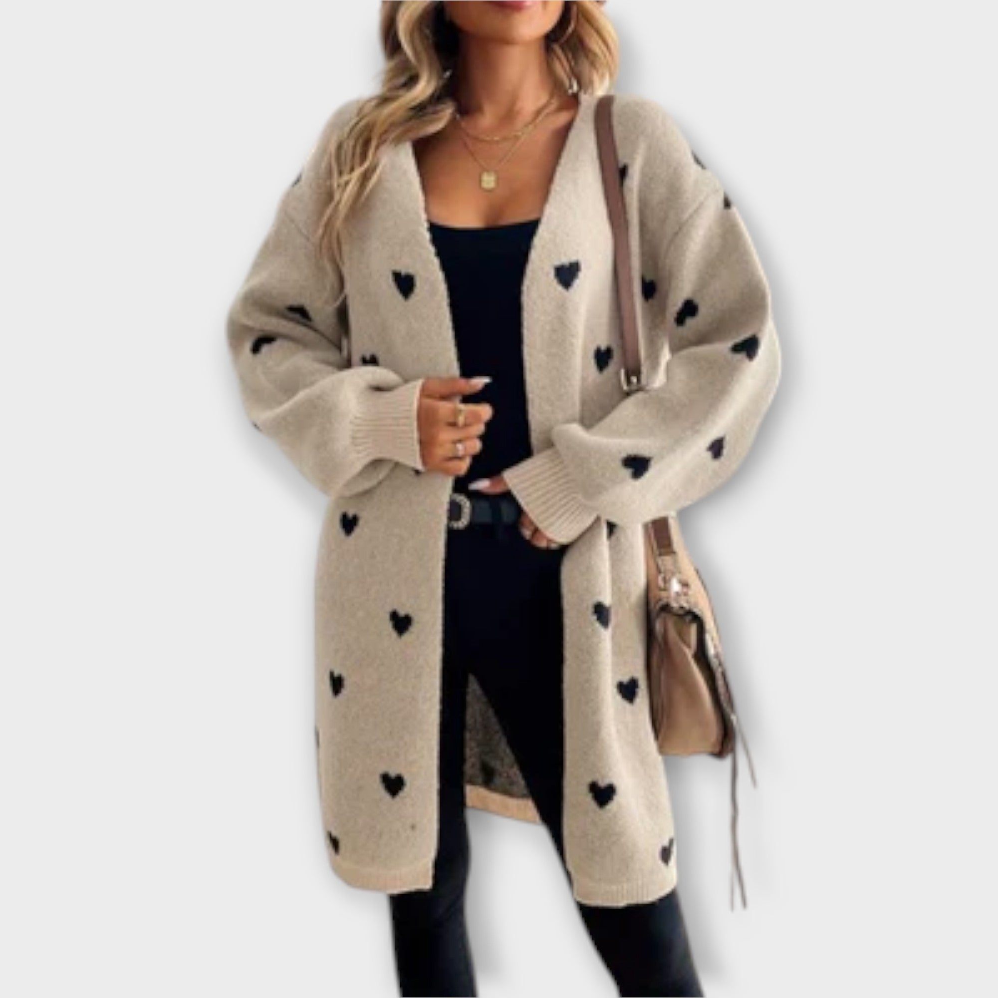 Cardigan à Motif Cœur Élégant
