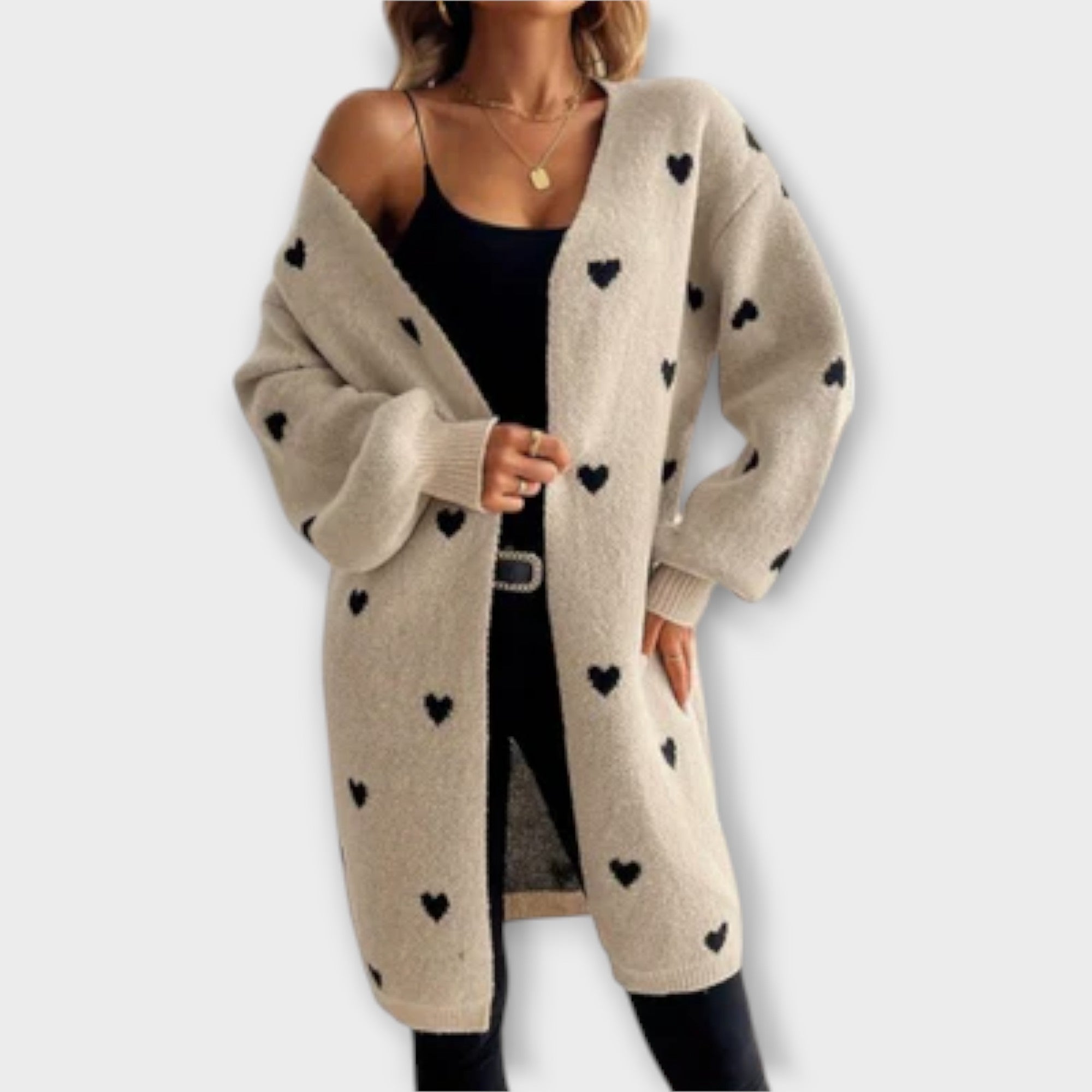 Cardigan à Motif Cœur Élégant