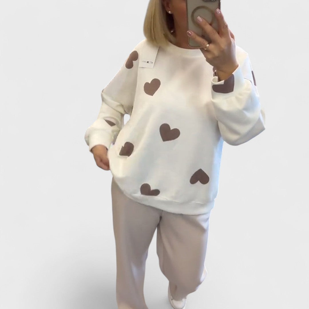 Pull en coton mélangé à cœurs