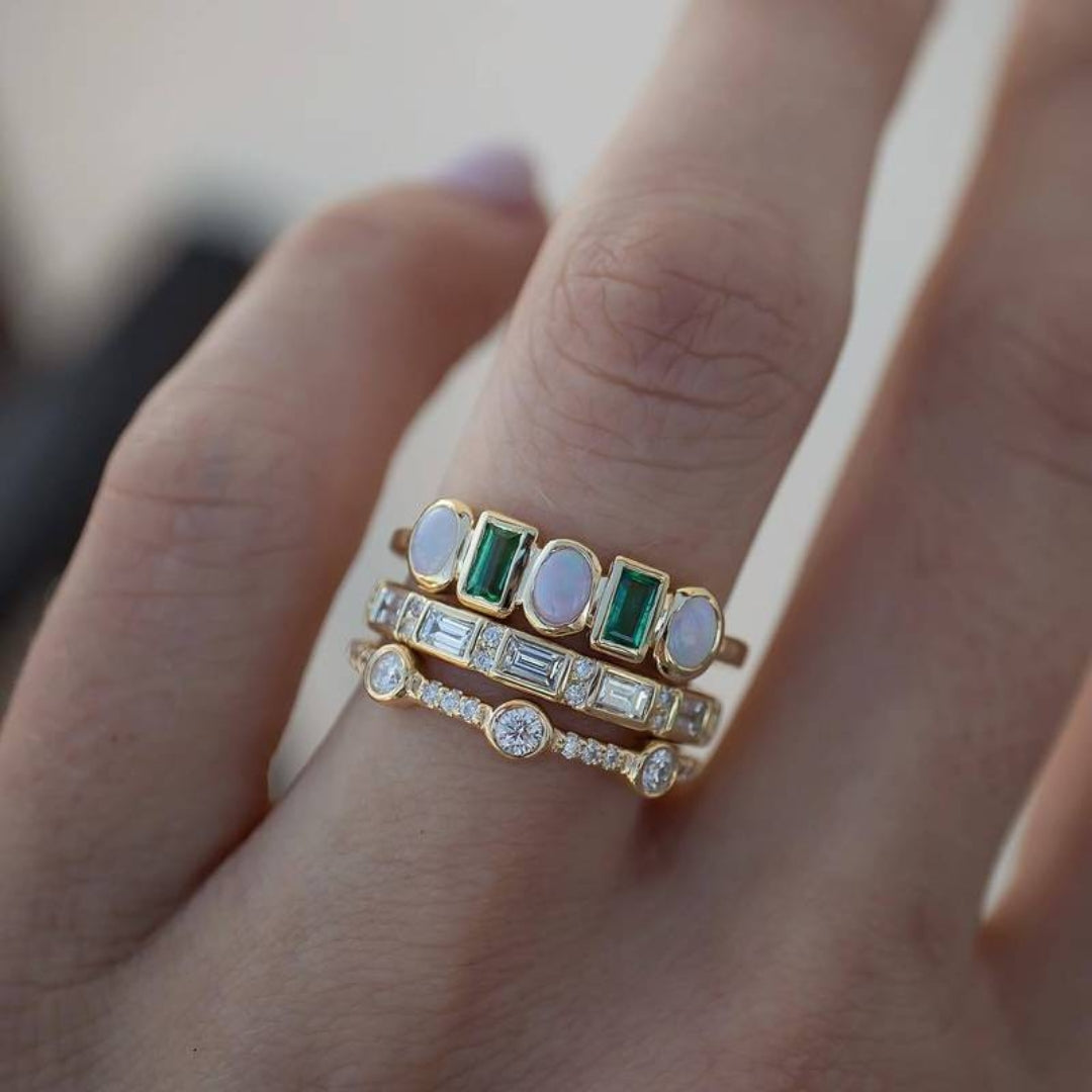 Bague Vintage en Opale Verte