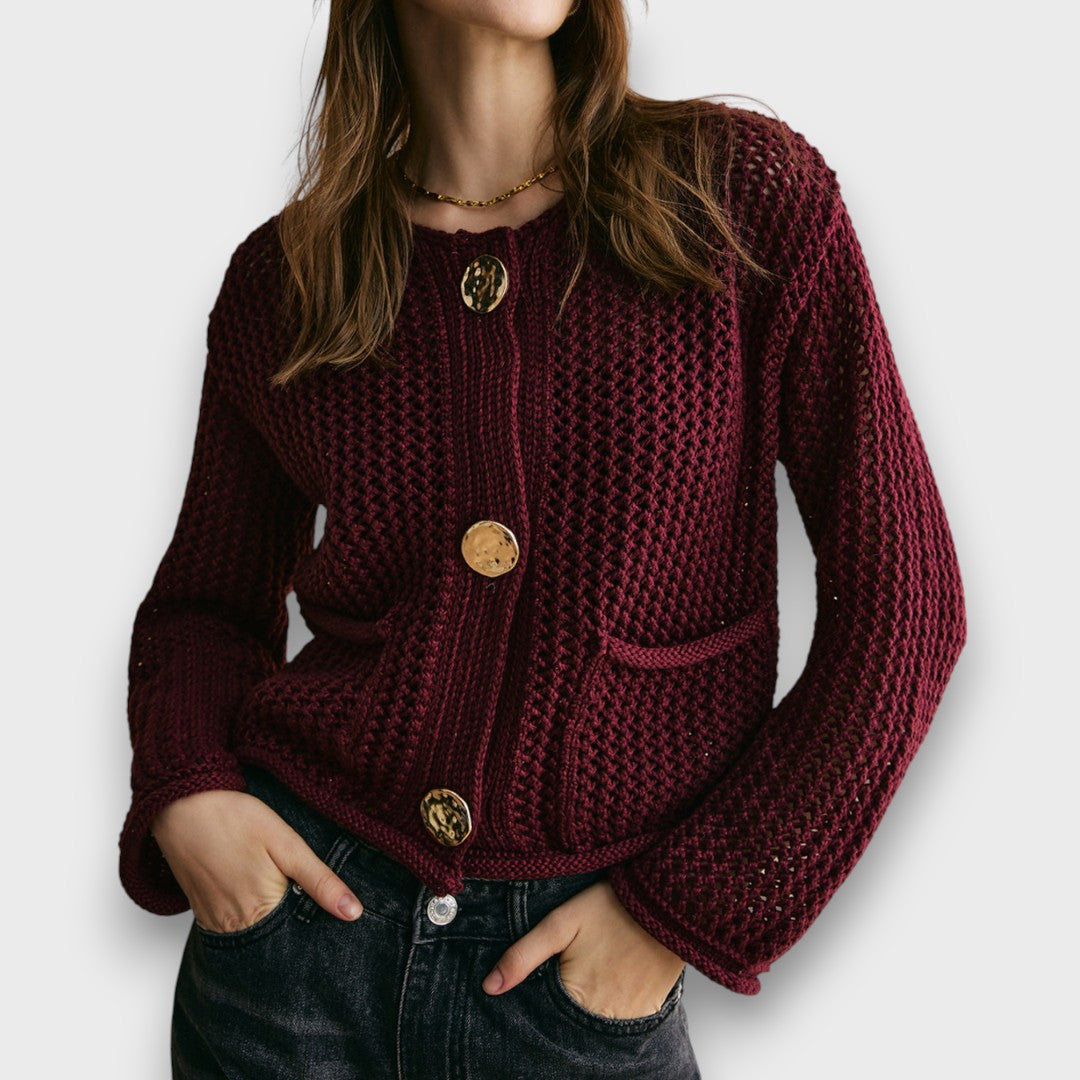 Cardigan Élégant Rouge Bourgogne