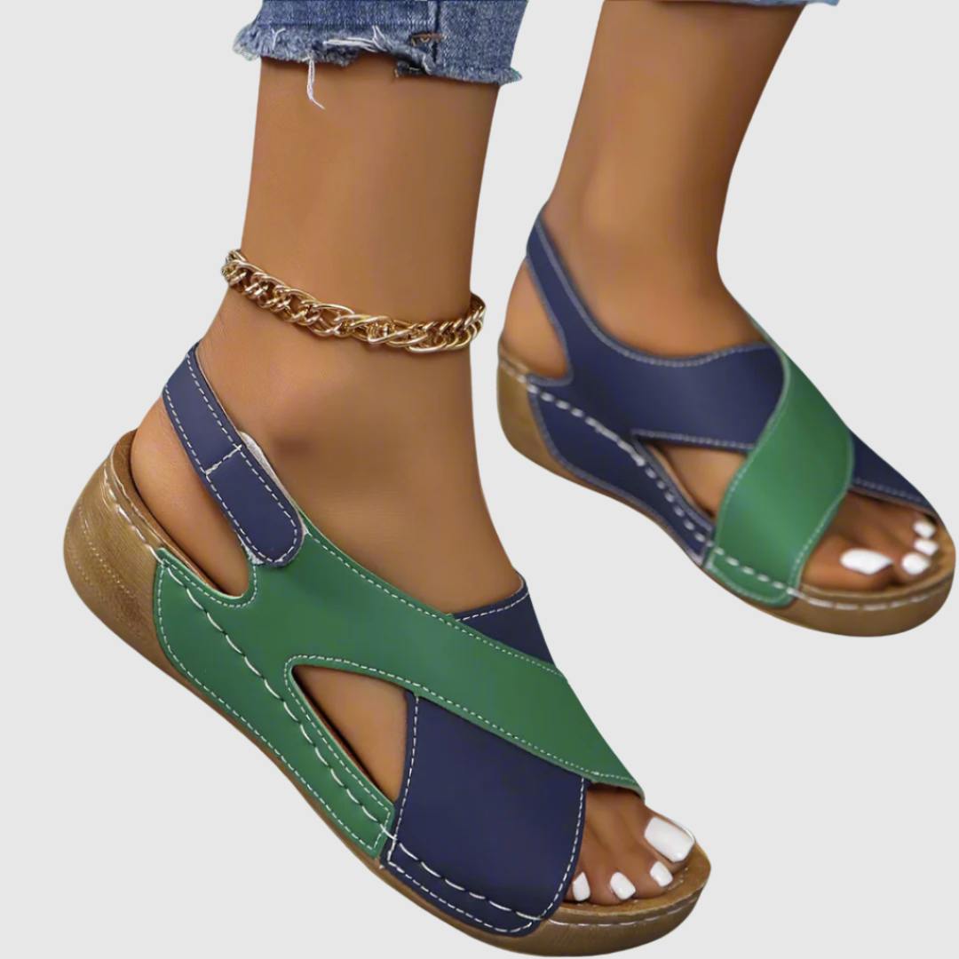 Sandales Bicolores en Cuir Élégantes