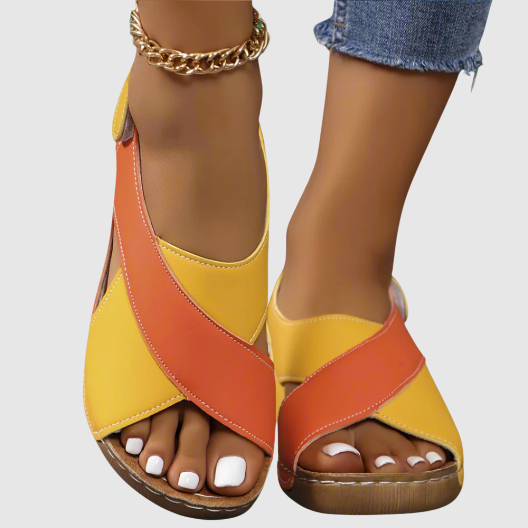 Sandales Bicolores en Cuir Élégantes