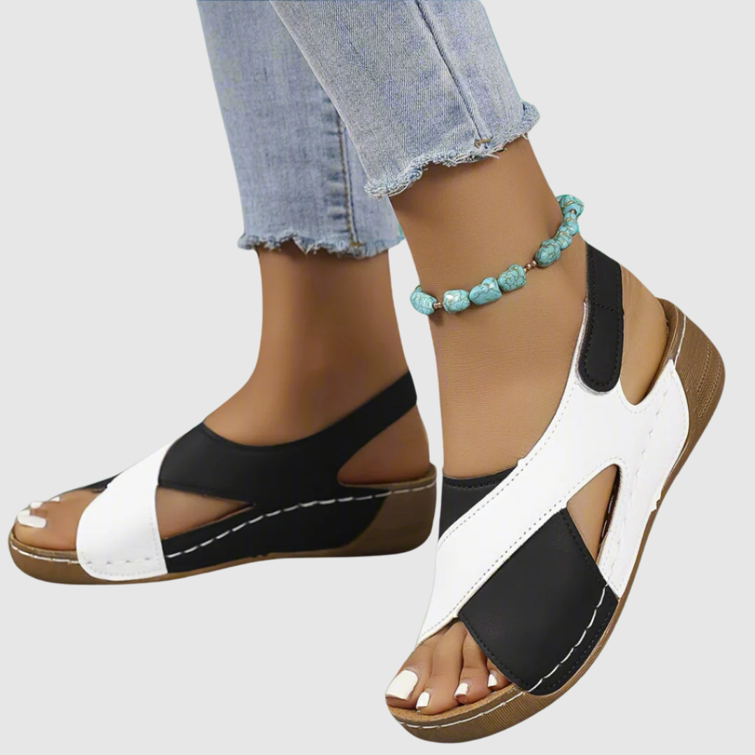 Sandales Bicolores en Cuir Élégantes