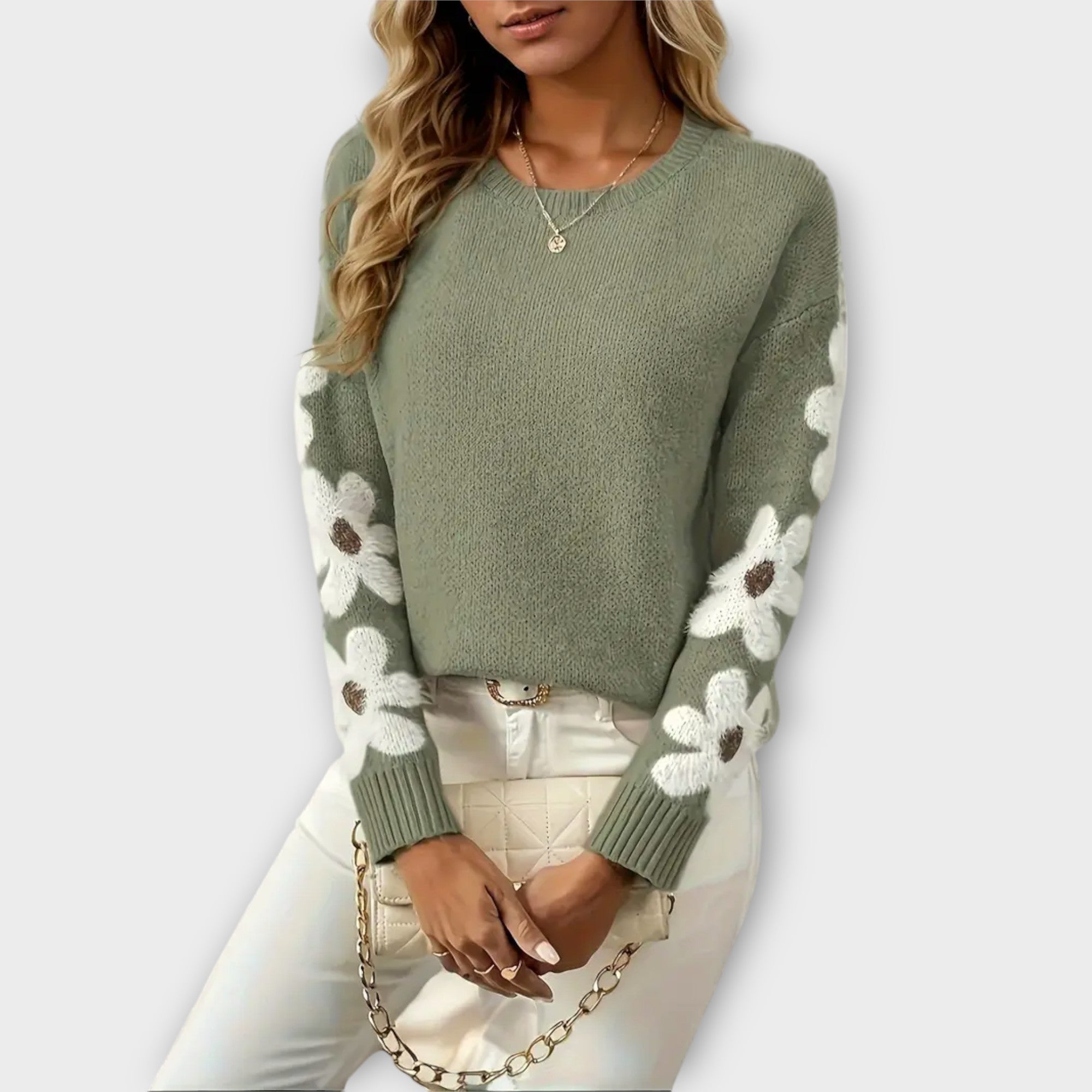 Pull Floral Doux en Maille