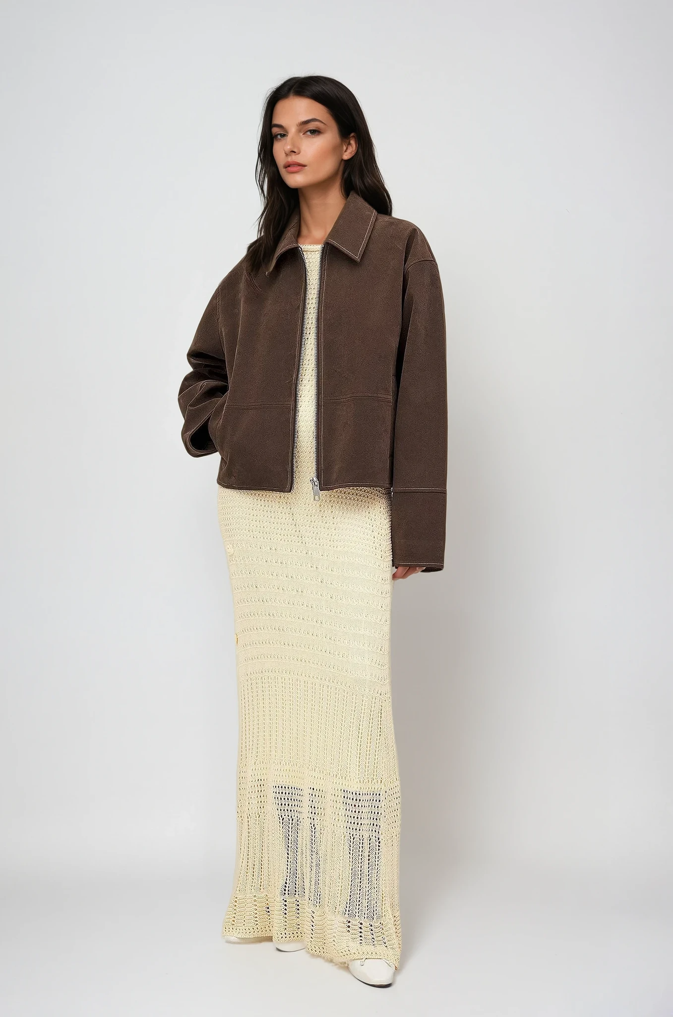 Veste Zippée en Suède Élégante